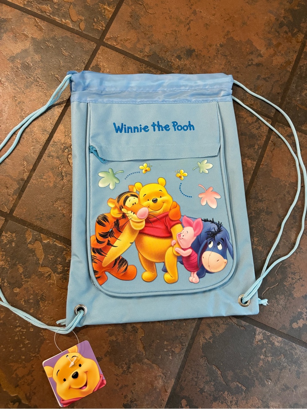 Light Blue Kids Drawstring Backpack